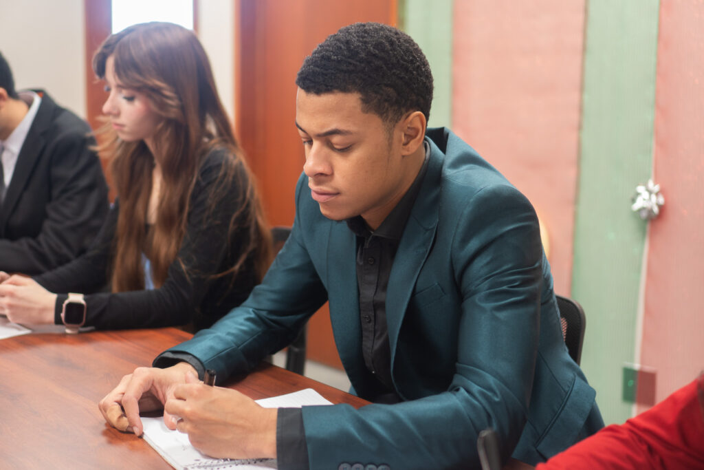 man measuring brand awareness in the submitted document